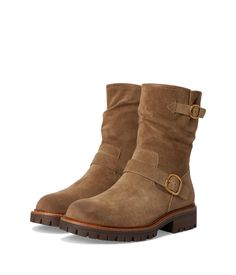 PRICES MAY VARY. soft suede upper lug outsole flexible outsole leather sock and leather lining buckle accents Moto Boho, Leather Socks, Mid Calf Boots, Soft Suede, Fashion Boots, Fashion Shoes, Socks, Buckle, My Style