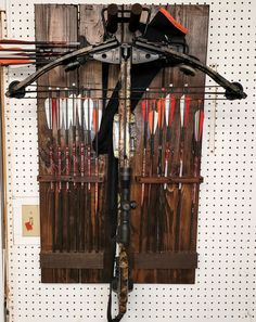 Archery Bow Rack Crossbow Wall Mount, Cross Bow Rack, Bow Wall Mount, Crossbow Holder, Diy Bow Holder Archery, Crossbow Rack, Hunting Room Design, Hunting Room Decor