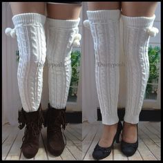 Long Cable Knit Thigh High Leg Warmers. You Will Receive New Never Worn Pair Of Cute Cozy Girly Leg Warmers/ Footless Socks. Cable Knit Thigh High Fun Time Cosplay. 70% Acrylic 30% Cotton. 23.5” Long. Casual White Knee-high Socks For Winter, White Knee-high Comfortable Leg Warmers, Comfortable Warm White Knee-high Socks, Comfortable White Knee-high Leg Warmers, White Warm Knee-high Socks, Warm White Knee-high Socks, Casual White Cable Knit Socks, Cream Knitted Socks For Winter, Warm Cream Socks For Winter