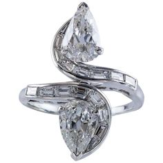 1950s GIA Certified Double Pear Shape Diamond Platinum Ring | From a unique collection of vintage fashion rings at https://www.1stdibs.com/jewelry/rings/fashion-rings/ Trendy Wedding Rings, Pear Shaped Wedding Rings, Wedding Rings Teardrop, Shape Ideas, Jewerly Ring, Pear Wedding Ring, Diamond Platinum Ring, Pink Diamonds, Platinum Wedding Rings