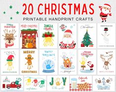 20 christmas printable handprint crafts with santa claus and other holiday related items on them