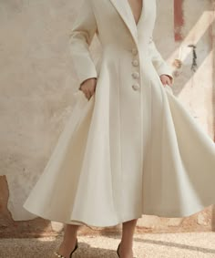 White Wool Coatwool Princess Coatlong Cozy Coatwinter Wool - Etsy Women Blazer Dress, Long Blazer Dress, Winter Wedding Coat, White Wool Coat, Fit And Flare Coat, Victorian Coat, Asymmetrical Coat, Winter Maxi, Twill Coat