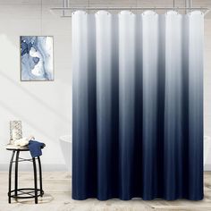 Aqua Blue Shower Curtain Set, 72"x72", Water Repellent, with Hooks Bathroom Navy, Navy Blue Shower Curtain, Waffle Shower Curtain, White Shower Curtains, Blue And White Curtains, Ombre Shower Curtain, Navy Shower Curtain, Shower Curtain Modern, Navy Curtains