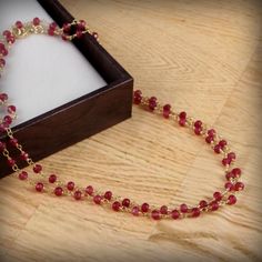 It is said that wearing Ruby (Manikya) Rosary brings power, reputation and dignity. Ruby helps the wearer get support from government, state, authority or theadmin. One of the noticeable effects of Ruby Gemstone Mala is that it clears the mind and makes it active. red ruby rosary necklace,gold plated necklace,beaded chain necklace,Tiny beads necklace,wire wrapped necklace,Everyday minimalist jewelry,mom,wife gift,Tiny beads necklace,red jewelry,Unique Gift for her,gemstone necklace, Gemstone -ru Beaded Double Strand Chain Necklace As Gift, Handmade Ruby Necklaces With Spiritual Style, Handmade Ruby Spiritual Necklaces, Handmade Spiritual Ruby Necklaces, Gold Ruby Beaded Necklaces With Gemstone Beads, Handmade Ruby Spiritual Jewelry, Gift Crystal Necklace With Beaded Chain, Gold Ruby Round Bead Necklaces, Handmade Spiritual Ruby Jewelry