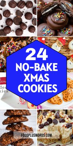 24 no bake xmas cookies with text overlay