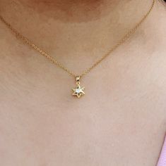 18K gold thick layered over High Quality Solid Stainless Steel. can be worn in water.  Our jewelry is made to last, anti-tarnish, higher durability than a regular gold-plated brass material, perfect for everyday wear. * Finish: 18K Gold *  18K Gold Hexagram necklace * Featuring Adjustable Chain 16.5 inches to 18.5 inches. length: 18.5 inch material: 18K Gold,tianiumsteel pendant width: about 0.4 inch pendant length: about 1 inch   all items are meatured by handy, if has little size difference,  Please according to the real item size * All items are nicely packaged ready to gift in elegant jewelry boxes We meet your demands with expert craftsmanship. Our biggest goal is to serve you in top quality. Mostly our products are open for personalization, feel free to ask for any kind of customizat Star Of David Tarnish Resistant Necklace Gift, Yellow Gold Star Necklace Gift, Star-shaped Jewelry With Star Charm As Gift For Her, Yellow Gold Star Shaped Necklace With Birthstone, Star-shaped Yellow Gold Birthstone Necklace, Yellow Gold Star Necklace With Birthstone, Star Charm Jewelry Gift For Her, Gold Plated Dainty Necklace With Star Charm, Dainty Gold-plated Star Charm Necklace