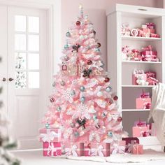 The flocked pink Christmas pine tree is 6.5 ft. H with a 3.8 ft. bottom, tapering from bottom to top. It's armed in 3-sections and the stems of the pink artificial Christmas tree are strong enough to hang ornaments on. The material of the snow flocked Christmas tree is PVC, featuring non-toxic and tasteless. 250 LEDs is well arranged the flocked Christmas pine tree with warm white light, bringing you a happy and joyful Christmas. Pink And Mint Christmas, Mint Christmas Tree, Christmas Tree Flocked, Prelit Christmas Tree, Christmas Tree Store, Mint Christmas, Pink Christmas Trees, Flocked Tree, Christmas Trees Decorations