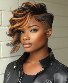 Tousled Messy Undercut Design Shaved Sides For Women, Women’s Hair Shaved Sides, Undercut Designs For Women Black, Short Hair With Long Front Pieces, Easy Braid Styles For Black Women, Ladies Faux Hawk, Women’s Short Hair Shaved Sides, Messy Undercut, Undercuts For Black Women