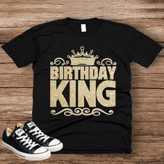 Birthday King Shirt / Mens Birthday Shirt  Processing time is currently 2-3 days from date of purchase. Processing time does not include shipping which is an additional 3-5 business days. If needed sooner a rush upgrade can be chosen during checkout for an additional cost.  This shirt is a boutique quality t-shirt, they are thick and soft. The shirts run true to size. If you need a size not listed, message me and I will see if I have it in stock.  This item was created in a smoke free and pet fr Birthday King, Mens Birthday, King Shirt, Mens T Shirts, Birthday Shirt, Quality T Shirts, Mens Graphic Tee, Birthday Shirts, Message Me