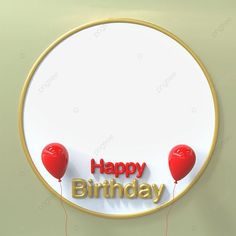 a happy birthday sign with balloons hanging from it