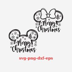 two mickey mouse heads with merry christmas lettering