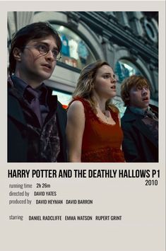 harry potter and the deathly hallows movie poster with two people standing next to each other