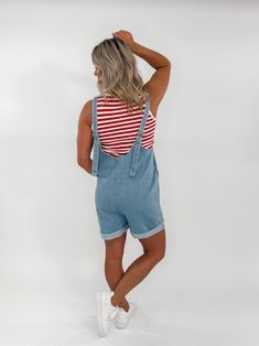 Get ready to romp in style with the Cove Denim Romper. Made from high-quality cotton denim, this piece features stylish seam detailing, adjustable straps for the perfect fit, and convenient front pockets for all your essentials. Say hello to your new favorite go-to outfit! Length: 33" Inseam: 4" Adjustable Straps Front Pocket Relaxed Fit Color May Vary From Different Viewing Device Runs True to Size with a Relaxed Fit Amy is 5'4", 34B, 3/26 Wearing a Size Small Berkley is 6 Months Pregnant in th Casual Light Wash Shortalls For Summer, Casual Light Wash Summer Shortalls, Casual Denim Shortalls With Pockets, Denim Shortalls For Day Out, Medium Wash Denim Overalls With Adjustable Straps, Cotton Relaxed Fit Shortalls With Adjustable Straps, Cotton Shortalls With Adjustable Straps And Relaxed Fit, Casual Cotton Denim Vest For Day Out, Denim Shortalls For Spring Day Out