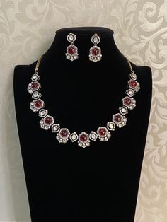 This exquisite Victorian-style ad necklace showcases intricate craftsmanship, blending traditional Indian and Victorian elements. Jeweled Round Necklaces For Festivals, Festive Round Jeweled Necklaces, Elegant Festive Jewelry Sets With Long Necklace, Formal Festive Long Kundan Necklace, Ornate Jeweled Necklaces For Festivals, Ornate Festive Necklaces With Elegant Design, Festive Ornate Necklace With Elegant Design, Festive Ornate Necklaces With Elegant Design, Elegant Heavy Long Necklace