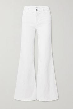 FRAME's 'Le Palazzo' jeans are one of the brand's best-selling pieces - their wide-leg silhouette is such a cool way to harness the '70s trend. This pair is cut from white denim with slight stretch for comfort. To balance the length, wear yours with a blazer and tucked-in T-shirt. Palazzo Jeans, White Flared Jeans, High Waisted Wide Leg Jeans, High Rise Wide Leg Jeans, Jeans White, White Denim, Net A Porter, In Fashion, Wide Leg Jeans