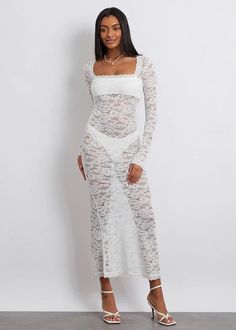 Enhance your feminine charm with our Square Collar Long Sleeved Floral Lace Maxi Dress. The elegant square collar and delicate floral lace add a touch of sophistication to any occasion. Made of breathable, high-quality fabric, this dress is perfect for any stylish lady. Don't miss out! Fabric: Slight Stretch Material: Polyester Fiber *Underwear not included Summer Square Neck Lace Dress With Lace Patchwork, Chic Square Neck Lace Dress, Chic Lace Dress With Square Neck, Square Neck Lace Dress With Lace Trim For Summer, Summer Lace Dress With Straight Neckline, Square Neck Lace Patchwork Party Dress, Long Sleeve Summer Dress With Delicate Lace, Long Sleeve Delicate Lace Summer Dress, Long Sleeve Dresses With Delicate Lace For Summer