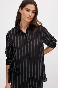 Cuff Detail Oversized Shirt Blue | NA-KD Oversized Striped Button-up Blouse, Striped Oversized Button-up Blouse, Trendy Striped Office Shirt, Oversized Button-up Blouse With Vertical Stripes, Relaxed Fit Vertical Stripes Button-up Blouse, Chic Collared Shirt With Vertical Stripes, Casual Collared Blouse With Vertical Stripes, Chic Pinstripe Collared Shirt, Striped Collar Button-up Blouse In Relaxed Fit