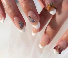 What are these nail design butterflies called? Trying to find out what to ask to get butterflies like these... trying to ask the right terms to find out who can do these nails in Vancouver helpp - Nails Bride Nails, Butterfly Nail, Fire Nails, Funky Nails, Nails Done, Pretty Acrylic Nails, Dope Nails