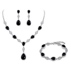 PRICES MAY VARY. ♥Material♥ This Women’s Bridal Jewelry set is adorned with teardrop shape Austrian Crystal, crafted with Eco Alloy and sparkling AAA Cubic Zirconia, High Polished. Lead-Free & Nickel-Free, Hypoallergenic, this fabulous design is suitable to match formal attire or Wedding dress and show your unique beauty ♥Jewellery Sets Size♥ Crystal Color:Ruby, Necklace Length: 18in-20.4in, Pendant Size: 2in by 6.9in; Bracelet Size:(7.8-9) inch L x 0.4 inch W; Dangle Earrings Size: 2.2 inch L x Elegant Black Jewelry Set For Wedding, Elegant Black Dangle Jewelry Sets, Elegant Jewelry Sets For Bridesmaids, Elegant Adjustable Jewelry Sets With Dangle Design, Elegant Adjustable Dangle Jewelry Sets, Silver Jewelry Sets For Bridesmaids, Costume Jewelry Sets, Bridal Jewelry Set, Ruby Necklace