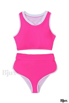 Bjux - Bañador bikini contemporáneo de 2 piezas con ribetes en contraste Contrast Trim, Beach Day, Surfing, Active Wear, Comfort Fit, Swimming, Trim, Elastic, How To Wear