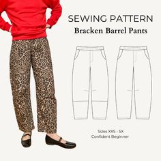 the sewing pattern is shown for this women's pants