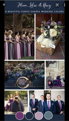 purple and blue wedding color palettes for the bridesmaid, groomsmid