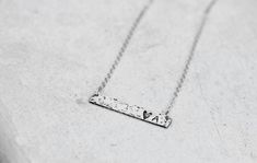 Sterling silver personalized bar necklace, Oxidized silver bar necklace, Heart and initial necklace, Personalized Silver Bar Necklace As A Gift, Personalized Silver Bar Necklace For Gift, Mother's Day Engraved Silver Bar Necklace, Everyday Silver Rectangular Name Necklace, Everyday Rectangular Silver Name Necklace, Sterling Silver Bar Necklace For Anniversary, Elegant Silver Nameplate Bar Necklace, Customizable Silver Bar Necklace For Personalized Gift, Mother's Day Silver Bar Necklace With Name