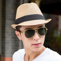 A perfectly re-imagined version of this classic hat for men. The Havana Fedora men's hat from Effentii features a classic teardrop crown, and includes a finely crafted solid color hat band - Check it Out at EFFENTII! Hat For Boys, Mens Fedora, Fedora Hat Men, Straw Fedora Hat, Boys Summer, Summer Cap, Straw Fedora, Classic Hats, Hat For Men