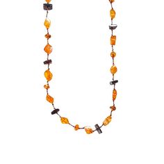 Multi Colored Amber Necklace 52" Orange Amps, Orange Amp, Amber Necklace, Amber Color, Orange Brown, Yellow Orange, Tassel Necklace, Multi Colored, Amber