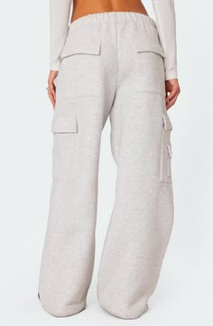 EDIKTED Wide Leg Cotton Cargo Sweatpants | Nordstrom Cargo Sweatpants Outfit, Sweatpants Wide Leg, Oversized Sweatpants, Visionary Fashion, Cargo Sweatpants, Back To School Clothes, Sweatpants Outfit, Wide Leg Sweatpants, Fleece Sweatpants