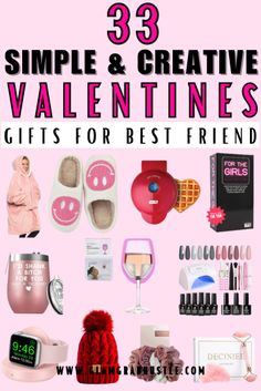 valentine's day gift guide for friends with the text, 39 simple & creative valentine's gifts for best friend