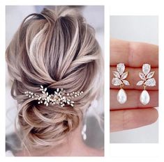 Our Paige bridal hair comb will add instant  glamour to your wedding hairstyle , made with a stunning mix of crystals, beads and pearls. As the headpiece is flexible it can be worn at the front, back or side of your hair and can be shaped to suit any hairstyle. Available in silver or gold the wedding Hair piece is 5 inchs wide. Whether tucked into an updo, paired with a veil, or loosely holding back part of your hair this bridal hair accessory works for every look. Stunning crystal and pearl Coordinating bridal Earrings and Necklace set available in silver or gold. SHOP MORE STYLES- https://www.etsy.com/ie/shop/BridalStar?ref=related&listing_id=1089072713#items  Delivery is 3 Weeks  *RETURNS-  We accept returns   Please do not order multiple items for the purpose of trying on different sty Modern Gowns, Bridal Hair Vine Pearl, Pearl Wedding Jewelry Sets, Pearl Headpiece Wedding, Romantic Hair, Headpiece Wedding Hair, Hair Pins Bridal, Floral Wedding Hair, Bridal Hair Combs Pearl