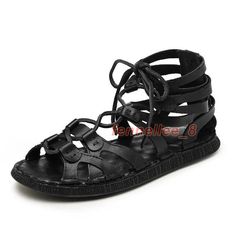 Store Categories Men's Real Leather Strappy Roman Sandals Gladiator Open Toe Sandals Shoes Product Description US Shoe Size 9.5 Department Men Style Flip Flop Color Black Brand Unbranded Type Sandal Upper Material Faux Leather About Feedback 1.      Feedback is VERY important to us. 2.      We work very hard to exceed your expectations. We make our living by offering a quality product at a  competitive price, all while offering the BEST customer experience in the  industry.  3.     If you are not satisfied with the item, please Contact Me before you leave me negative feedback, we will try our best to solve the problem to make you satisfied. Payment Method Payment is required within 7 days after the auction ends. We will cancel the transactions if the payment is not received within 7 days a Cheap Leather Strappy Lace-up Sandals, Synthetic T-strap Sandals With Leather Footbed And Open Toe, Strappy Lace-up Sandals With Leather Sole, Leather Strappy Lace-up Sandals With Leather Sole, Men’s Gladiator Sandals, Sandals Gladiator, Roman Sandals, Mens Shoes Sandals, Mens Leather Sandals