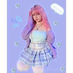 cutiekill-plus-size-summer-milk-shake-a-line-plaid-skirt-c00546 Pastel Plaid Outfit, Kawaii Clothes Plus Size, Kawaii Plus Size Outfits, Kawaii Skirt Outfits, Plus Size Pastel Goth, Plus Size Kawaii Fashion, Cute Pastel Outfits, Plus Size Rockabilly, Goth Plus Size