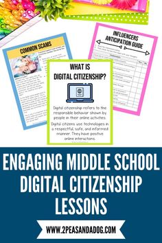 engaging middle school digital citizenship lessons with text overlaying the image and below it