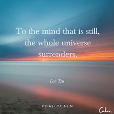 a quote on the ocean saying to the mind that is still, the whole universe surrounds