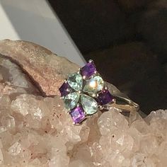 Green & Purple Amethyst 925 Sterling Silver Ring, Size 8.25 Trillion Diamond Ring, Trillion Diamonds, Pearl Logo, Sterling Silver Rings Turquoise, Turquoise Ring Silver, Rose Ring, Size 10 Rings, Love Ring, Boutique Jewelry