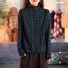 Folk Style, Dark Coffee, Coffee Black, Folk Fashion, Oversize Knit, Sweaters Online, Black Khakis, Printed Sweater, Cotton Sweater