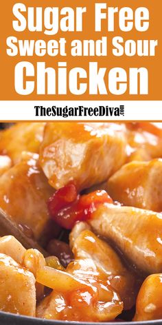 the sugar free sweet and sour chicken is ready to be eaten