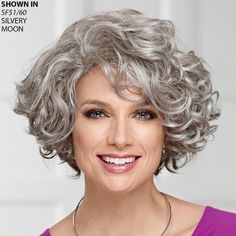 Meryl WhisperLite® Wig by Paula Young® | Paula Young | Paula Young Grey Curly Hair, Barrel Curls, Curly Hair Photos, Layered Hairstyles, Penteado Cabelo Curto, Curly Bob Hairstyles, Permed Hairstyles, Loose Curls, Curly Hair Cuts