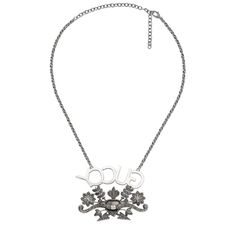 The Gucci GUCCY Crystal Necklace in Silver is crafted of aged, silver-tone metal in Italy. This crystal encrusted necklace features the GUCCY logo, a swirling flower design, a twist, and corded style chain. The back has the Gucci logo and delicate line work detailing. Silver GUCCY Crystal Necklace100% silver-tone metal Necklace, jewelryGUCCY logo Flower design Crystal encrusted Adjustable twist, corded chain Line work and Gucci logo on backLobster style clasp3.25" x 2.5" pendant Chain drop 15.5" Gucci Sterling Silver Chain Jewelry, Engraved Silver Gucci Necklace, Luxury Engraved Gucci Necklaces, Gucci Silver Chain Jewelry, Gucci Silver Pendant Jewelry, Gucci Silver Sterling Silver Necklace, Gucci Metal Chain Jewelry, Silver Gucci Necklace As Gift, Silver Gucci Necklace For Gift