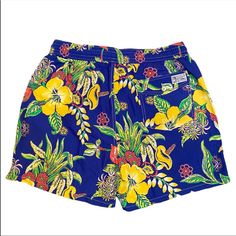 Brand New!! Questions? Leave A Comment Below! Blue Tropical Print Beachwear Shorts, Blue Floral Print Beach Bottoms, Blue Floral Print Bottoms For Beach Season, Blue Tropical Print Shorts, Blue Floral Print Bottoms For Poolside, Blue Floral Print Beachwear Shorts, Vibrant Blue Bottoms For Vacation, Blue Tropical Print Bottoms For Poolside, Yellow Tropical Bottoms For Vacation