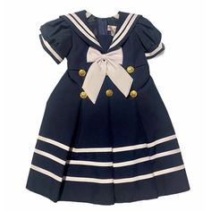 Sailor Dress Size 24 Months Comes With Sailor Hat Fitted Short Sleeve School Uniform Dresses, Cute Navy Dress For Dress-up Occasions, Cute Navy School Dress, Navy Fitted Cute Dress, Cute Fitted Navy Dress, Fitted Short Sleeve Dress For School, Summer Short Sleeve School Uniform Dress, Summer School Uniform Dress With Short Sleeves, Cute Navy Short Sleeve Dress