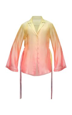 Andrea Iyamah - Bata Satin Shirt - Multi - M - Only At Moda Operandi Nigerian Fashion Designers, Andrea Iyamah, Solid And Striped, Flare Long Sleeve, Nigerian Styles, White Accessories, Fashion 2024, Satin Shirt, Chiffon Shirt