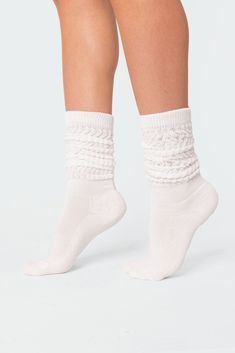 Slouchy Scrunch Socks – edikted Scrunch Socks Outfit, Fendi Socks, Scrunch Socks, Socks Aesthetic, Bday Wishlist, Clothes Wishlist, Summer Items, Ruffled Socks, Slouch Socks