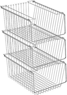 three wire baskets stacked on top of each other