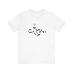 Embrace your love for the "We Are" featuring Pond and Phuwin with this "We Are Volunteer" T-Shirt. This classic unisex jersey short-sleeve tee fits like a well-loved favorite. Crafted from 100% Airlume combed and ring-spun cotton, this lightweight fabric (4.2 oz/yd² or 142 g/m²) is perfect for both active and leisure wear. Soft cotton and quality print make users fall in love with it over and over again. Key Features: Material: Made with 100% Airlume combed and ring-spun cotton for ultimate softness and breathability. Ash and Heather Prism colors: 99% Airlume combed and ring-spun cotton, 1% polyester. Heather and Solid Blend colors: 52% cotton, 48% polyester. Athletic Heather and Black Heather: 90% cotton, 10% polyester. Comfortable Fit: Retail fit that is perfect for casual and semi-forma Pond And Phuwin, Volunteer Shirt, Prism Color, Jersey Tee, Leisure Wear, Jersey Shorts, Lightweight Fabric, Fall In Love, Bella Canvas