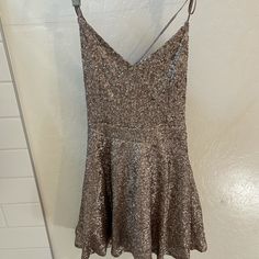 Never Worn, Excellent Condition. Gorgeous Backless Design, Last Photo Is Not The Dress Itself, But Shows The Exact Backless Design Gold Shimmer Sleeveless Mini Dress, Sequin Cocktail Dress, Backless Design, Gold Sequin, Sequin, The Dress, Colorful Dresses, Cocktail Dress, Womens Dresses