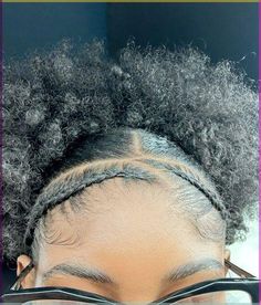 Plaited Hairstyles For Black Women Natural Hair, Cornrow Into Ponytail Natural Hair, Braided Puff Hairstyles Black Women, Easy Braided Styles For Black Women, 2 Cornrows Into Puff, 2 Braids With Puff Natural Hair, Type 4c Hairstyles Braids, Front Braid Hairstyles For Short Hair, 2 Puffs Hairstyle