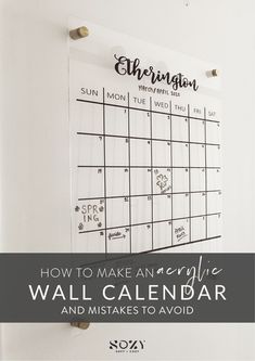 a calendar hanging on the wall with text overlay